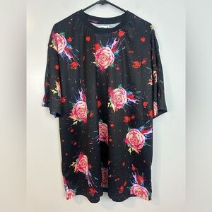 NWT Fresh Prince Y2K 90s Rose Floral Print Long Sleeve Polyester T-shirt Size 3X